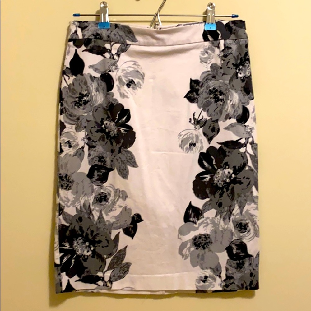 Black and white floral skirt